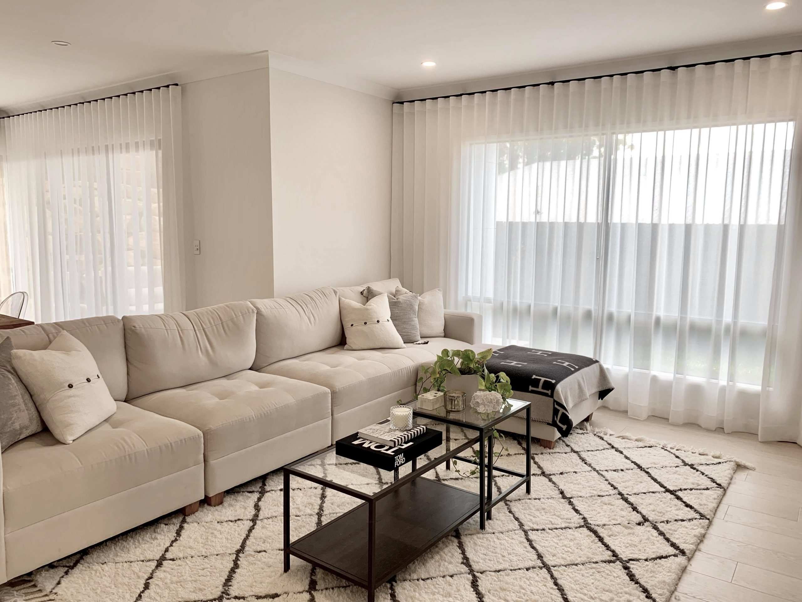 Lauren's living room with curtains from Blindo