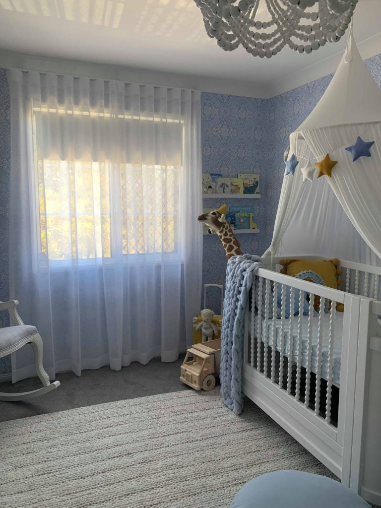 Kids room with elegant curtains.