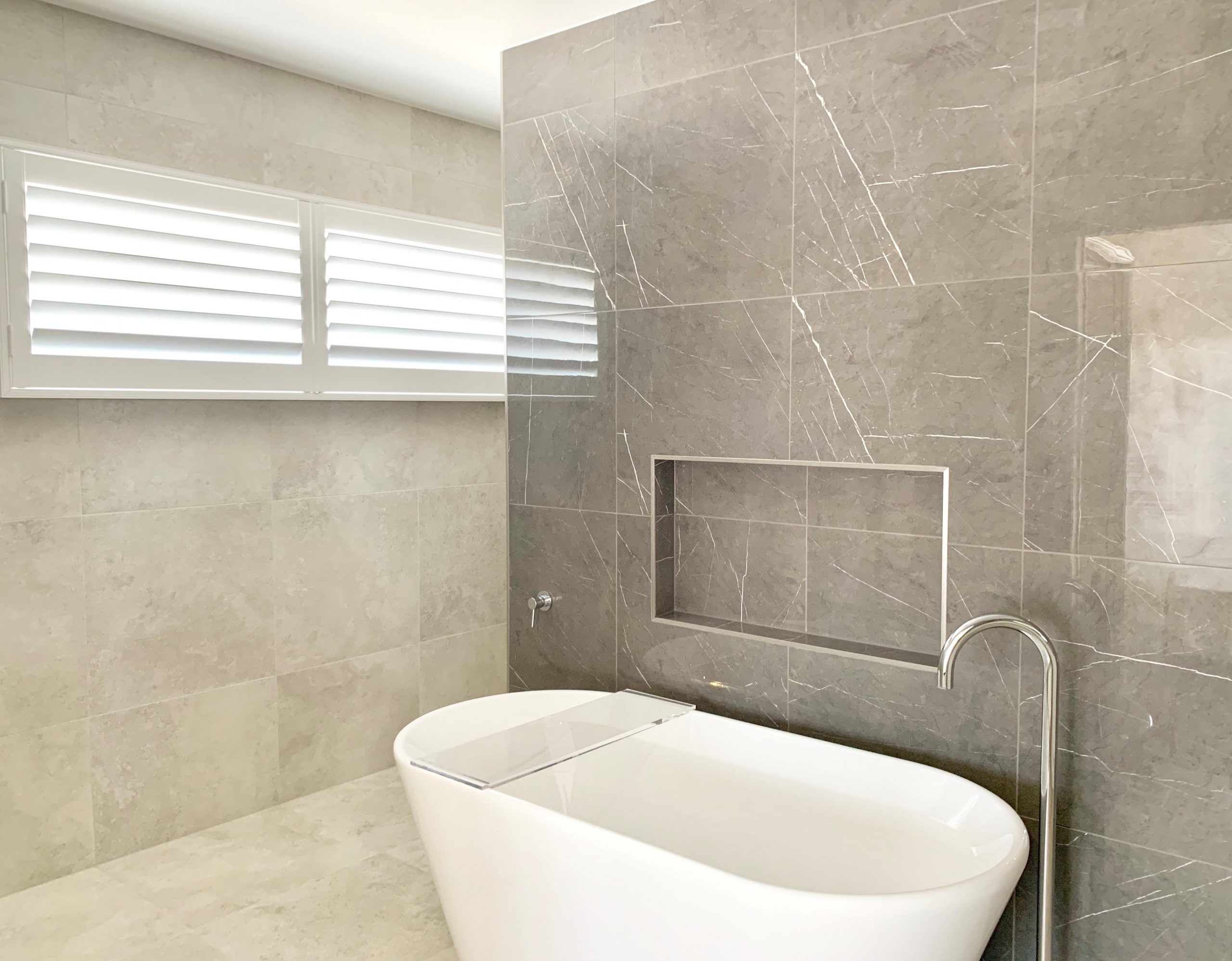 Shutters in a Modern Bathroom - Why Interior Designers Love Shutters Blog Featured Image